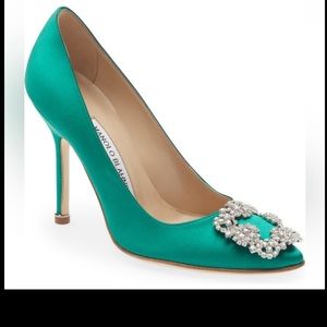 Manolo Blahnik Hangisi Crystal Buckle Pump